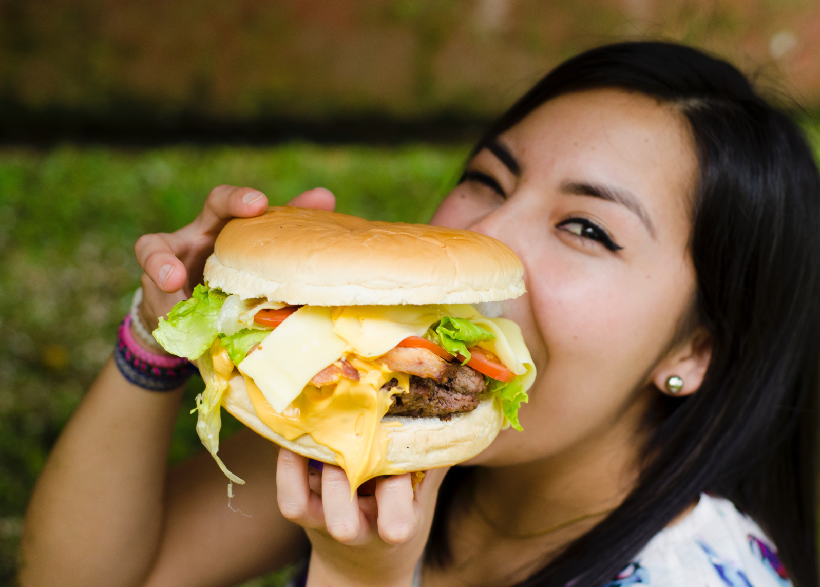 Girl Eating Huge Burger